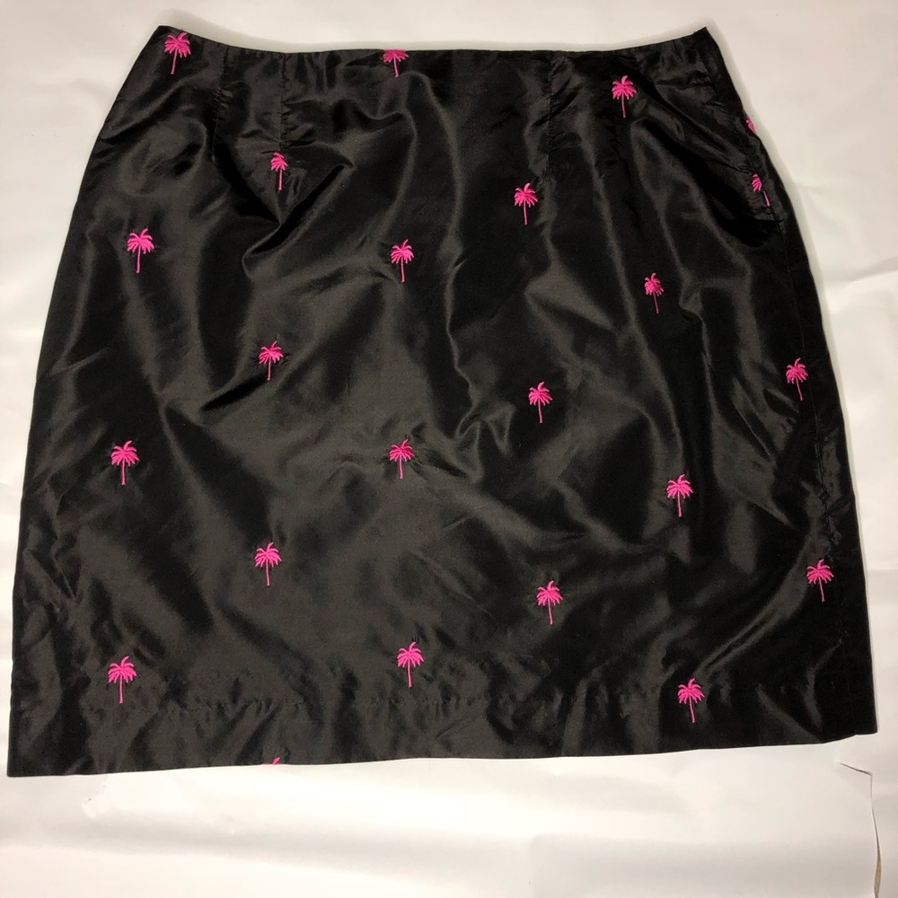 Lilly Pulitzer Black Silk Palm Tree Skirt Size 10